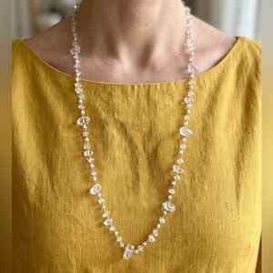 Raw Herkimer Diamond Quartz Bead Necklace